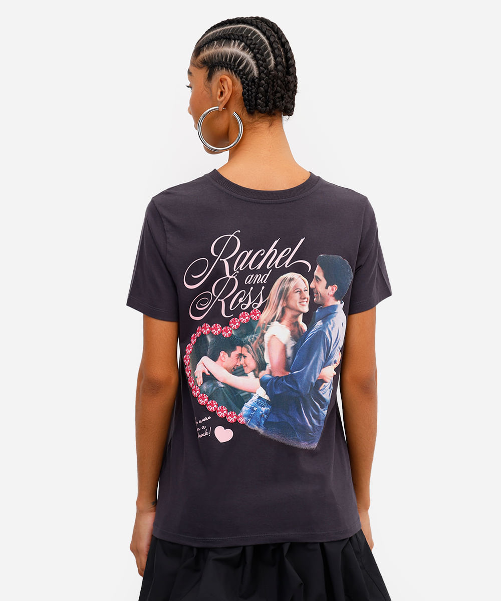 camiseta feminina de algodão friends cinza
