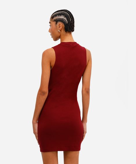 vestido curto feminino de algodão canelado vinho