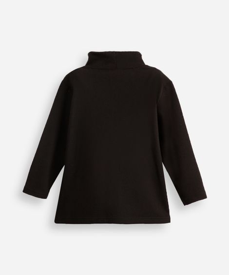 camiseta infantil gola alta manga longa preta