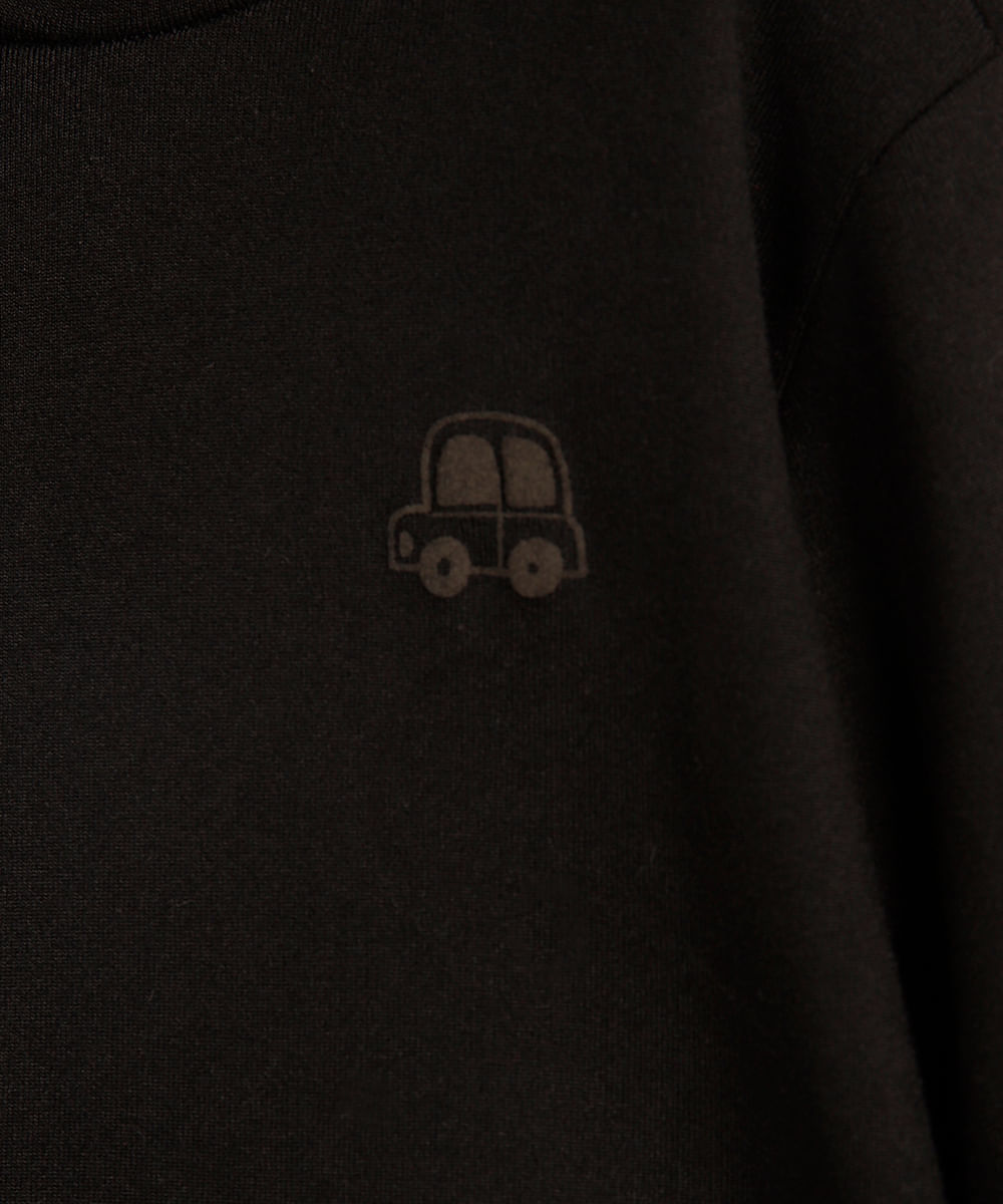 camiseta infantil gola alta manga longa preta