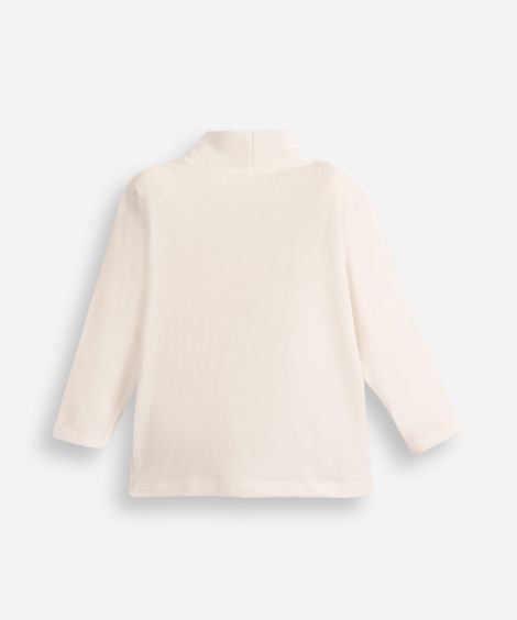 camiseta infantil gola alta manga longa off white