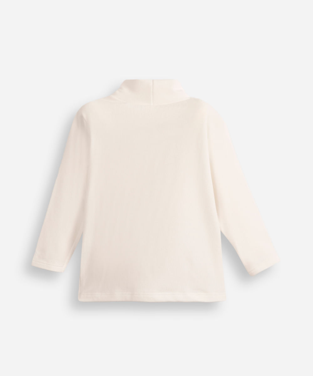 camiseta infantil gola alta manga longa off white