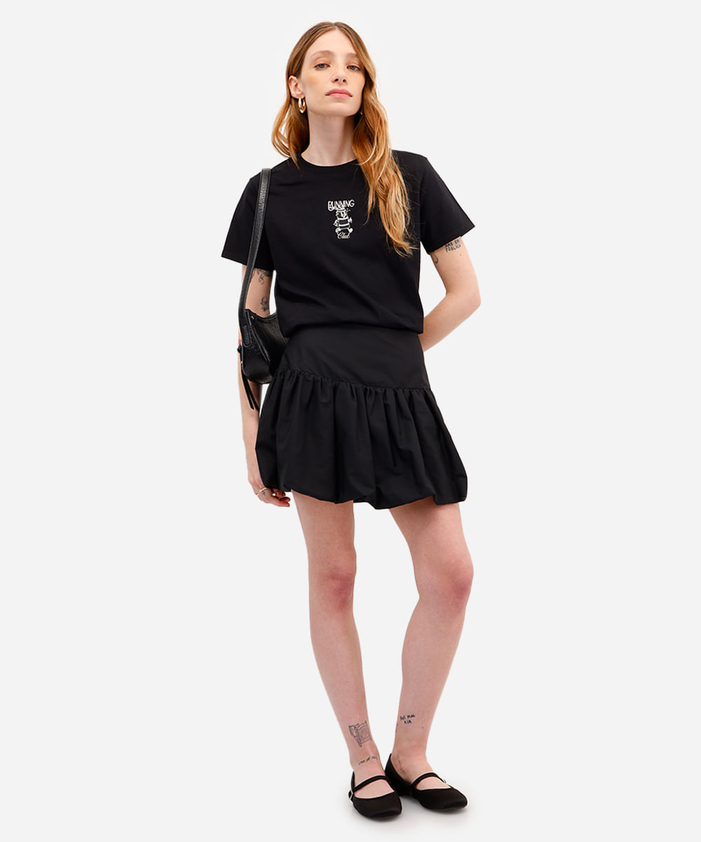 camiseta feminina de algodão running club preta