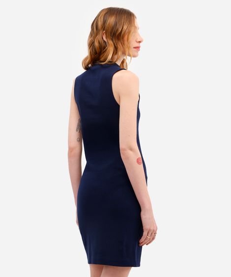 vestido curto feminino de algodão canelado azul