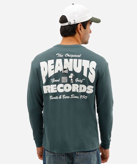 camiseta masculina manga longa snoopy verde