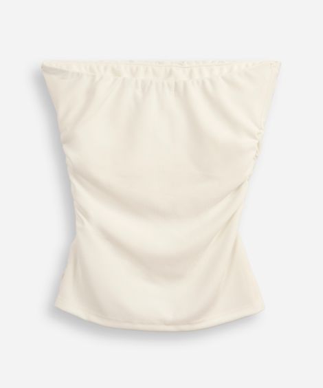blusa juvenil sem alça franzida off white