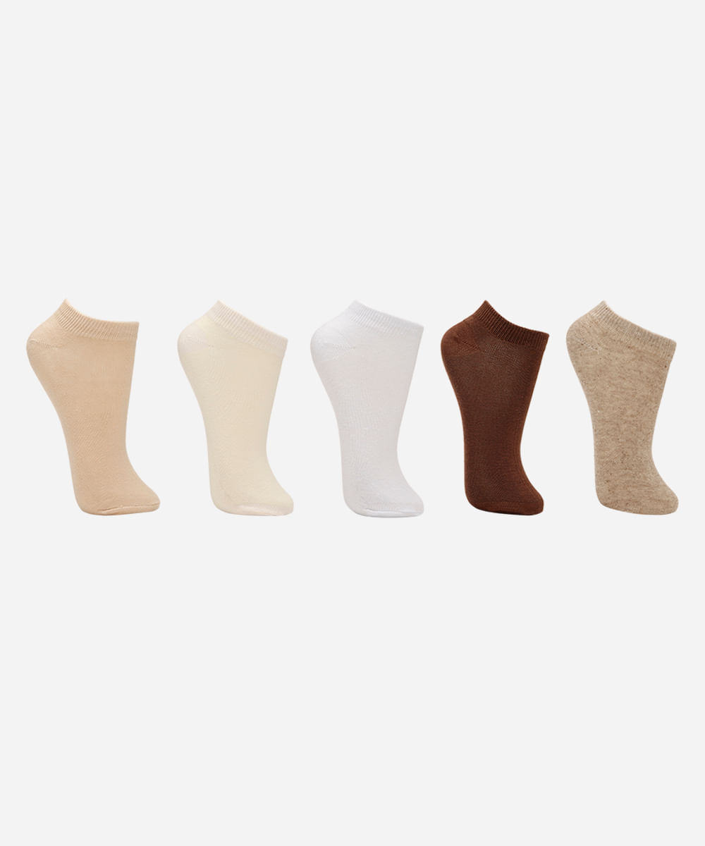 kit de 5 meias femininas cano baixo colorida