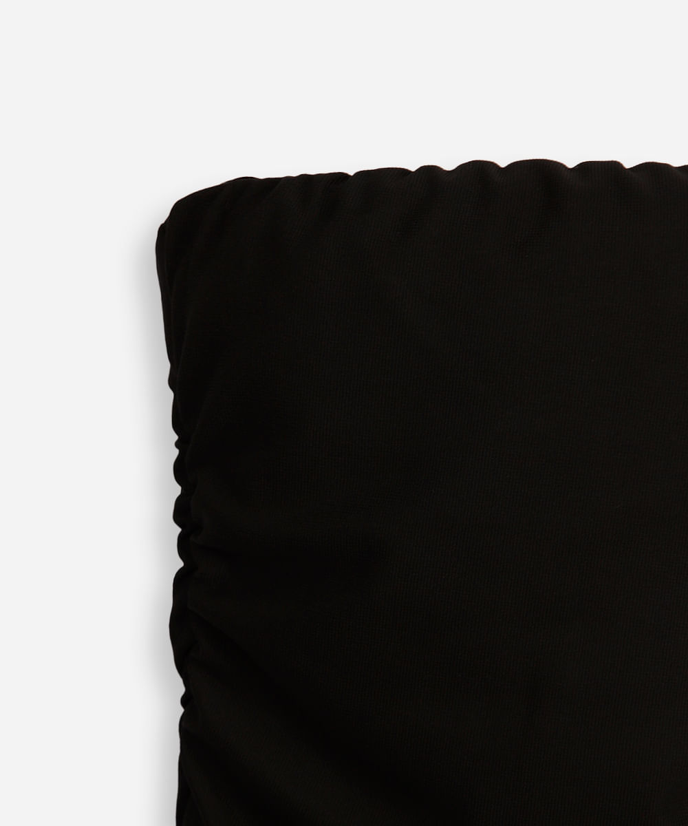 blusa juvenil sem alça franzida preta