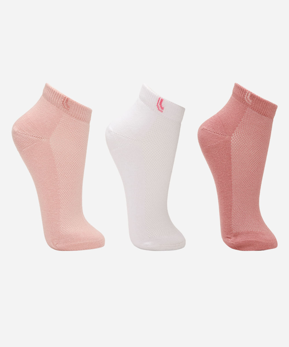 kit de 3 meias femininas cano médio lupo sport colorida