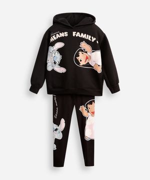 conjunto infantil de moletom stitch preto