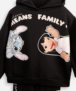conjunto infantil de moletom stitch preto