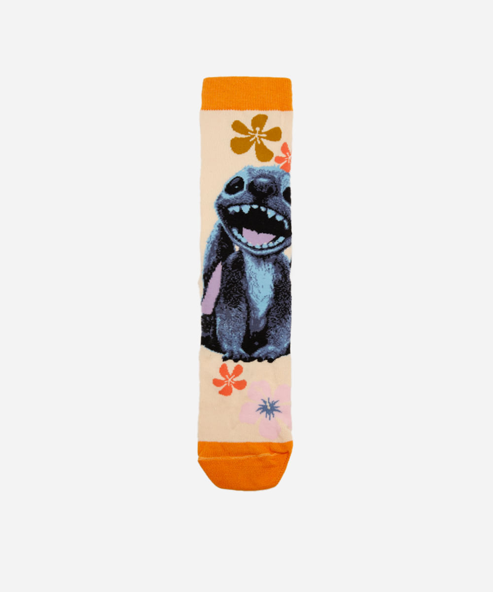 meia masculina cano longo stitch colorida