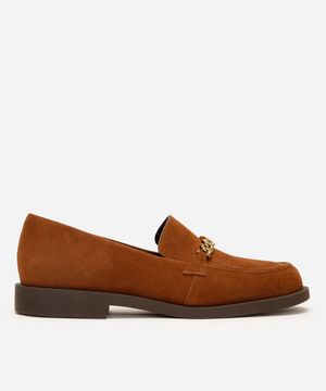 mocassim feminino com corrente oneself marrom