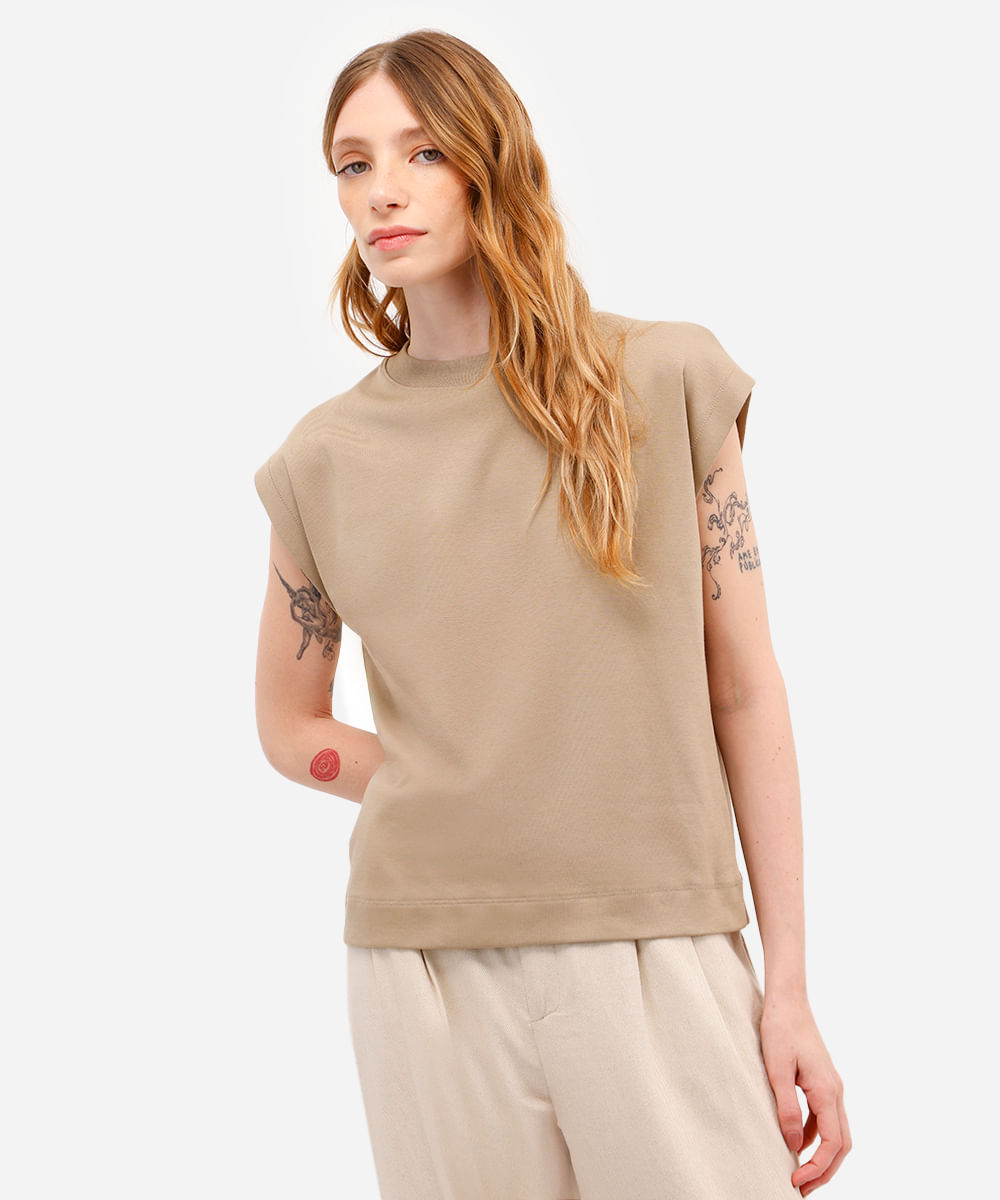 blusa feminina de algodão peruano bege