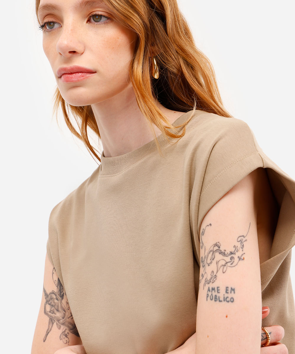 blusa feminina de algodão peruano bege