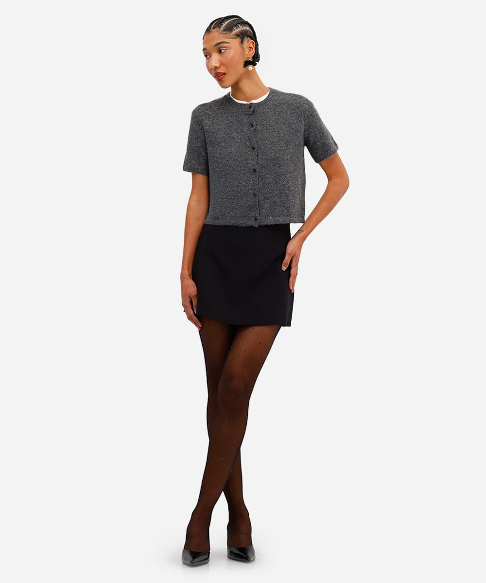 blusa feminina de tricot com botões cinza