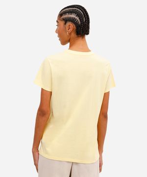 camiseta feminina de algodão frutas amarela
