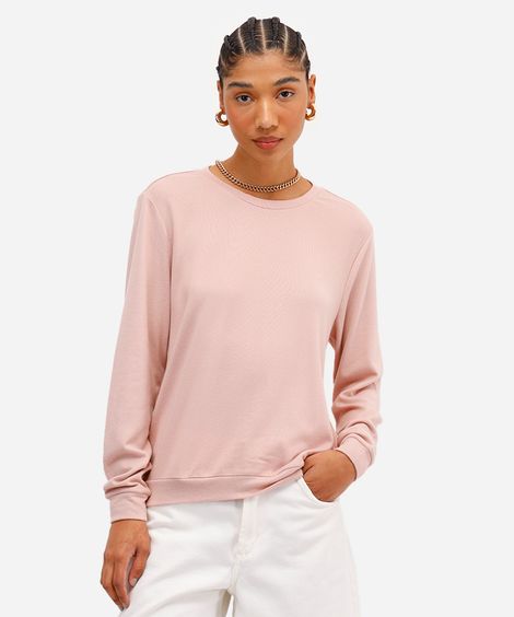 suéter básico feminino de tricot rosa