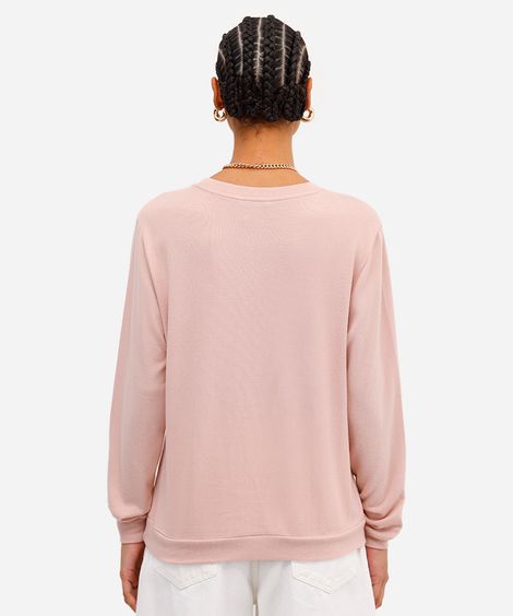 suéter básico feminino de tricot rosa