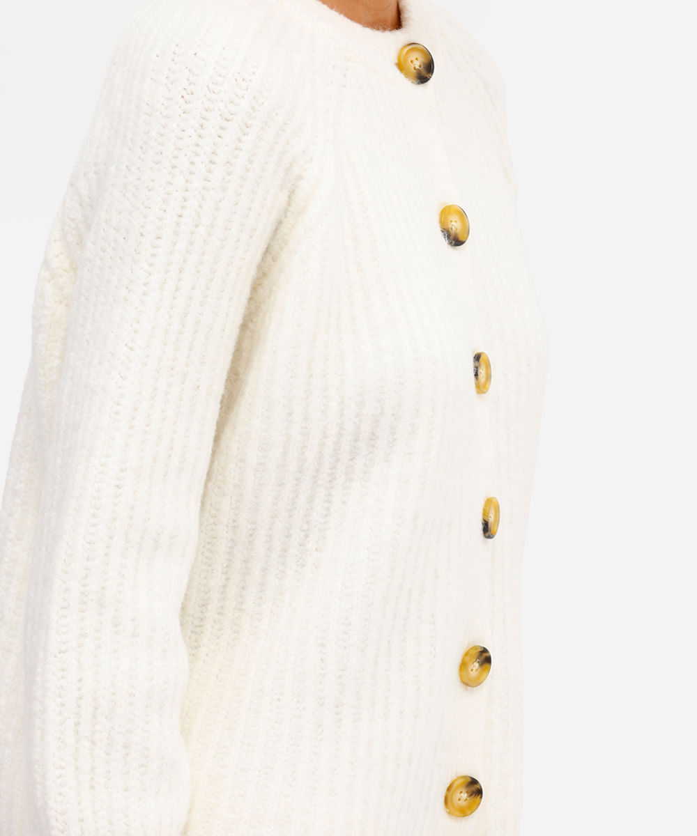 cardigan feminino de tricot texturizado bege