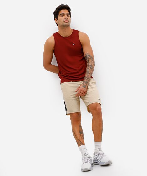 bermuda esportiva masculina texturizada com listras bege
