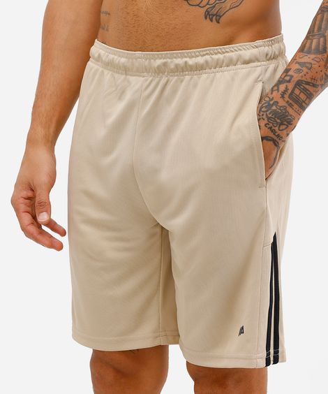 bermuda esportiva masculina texturizada com listras bege