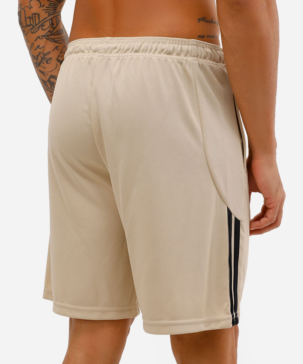 bermuda esportiva masculina texturizada com listras bege