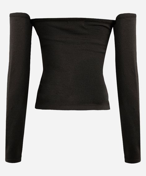 cropped de tricot juvenil ombro a ombro preto