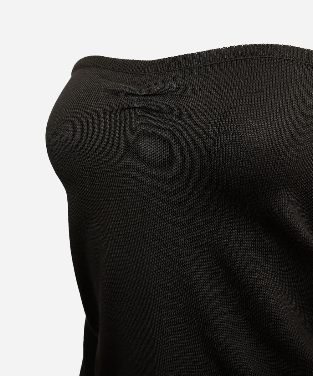 cropped de tricot juvenil ombro a ombro preto