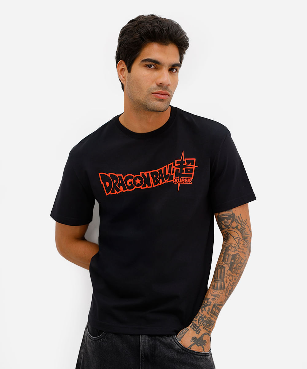 camiseta masculina de algodão dragon ball preta