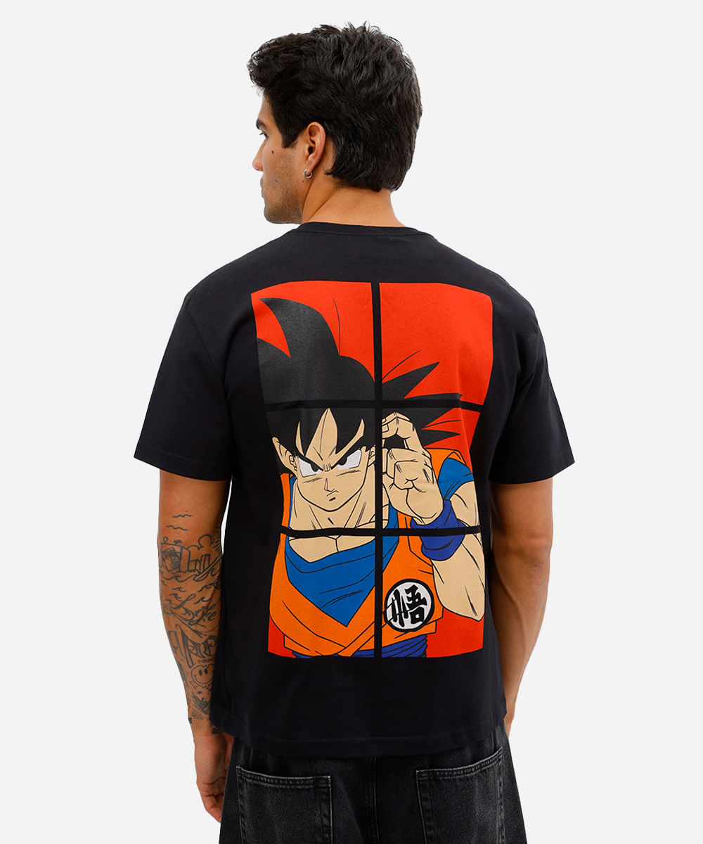camiseta masculina de algodão dragon ball preta