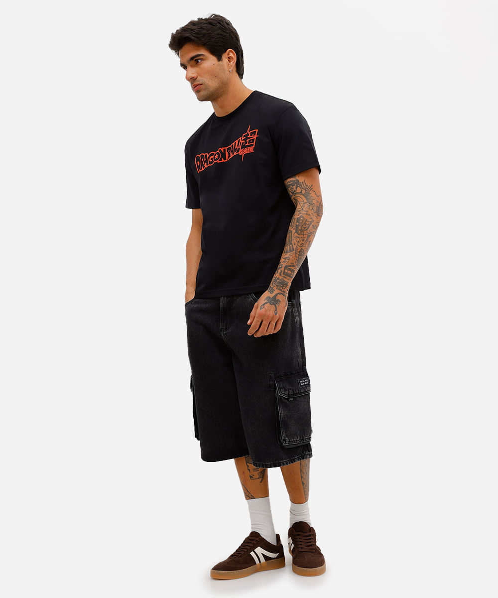 camiseta masculina de algodão dragon ball preta