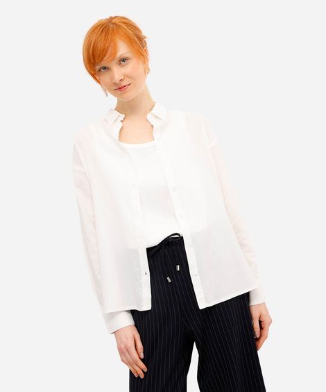 camisa oversized manga longa off white