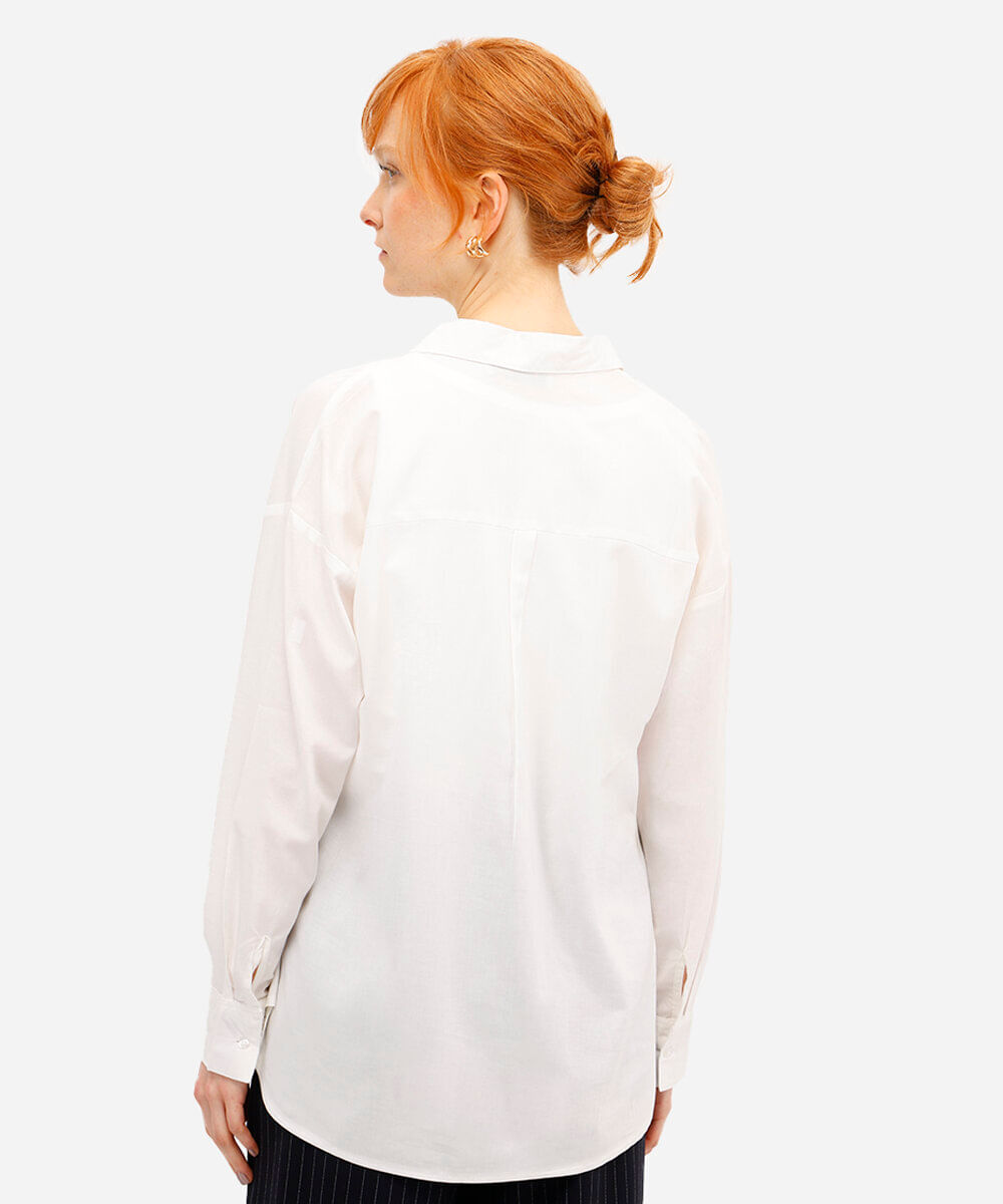 camisa oversized manga longa off white