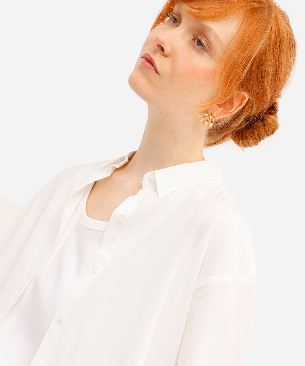 camisa oversized manga longa off white
