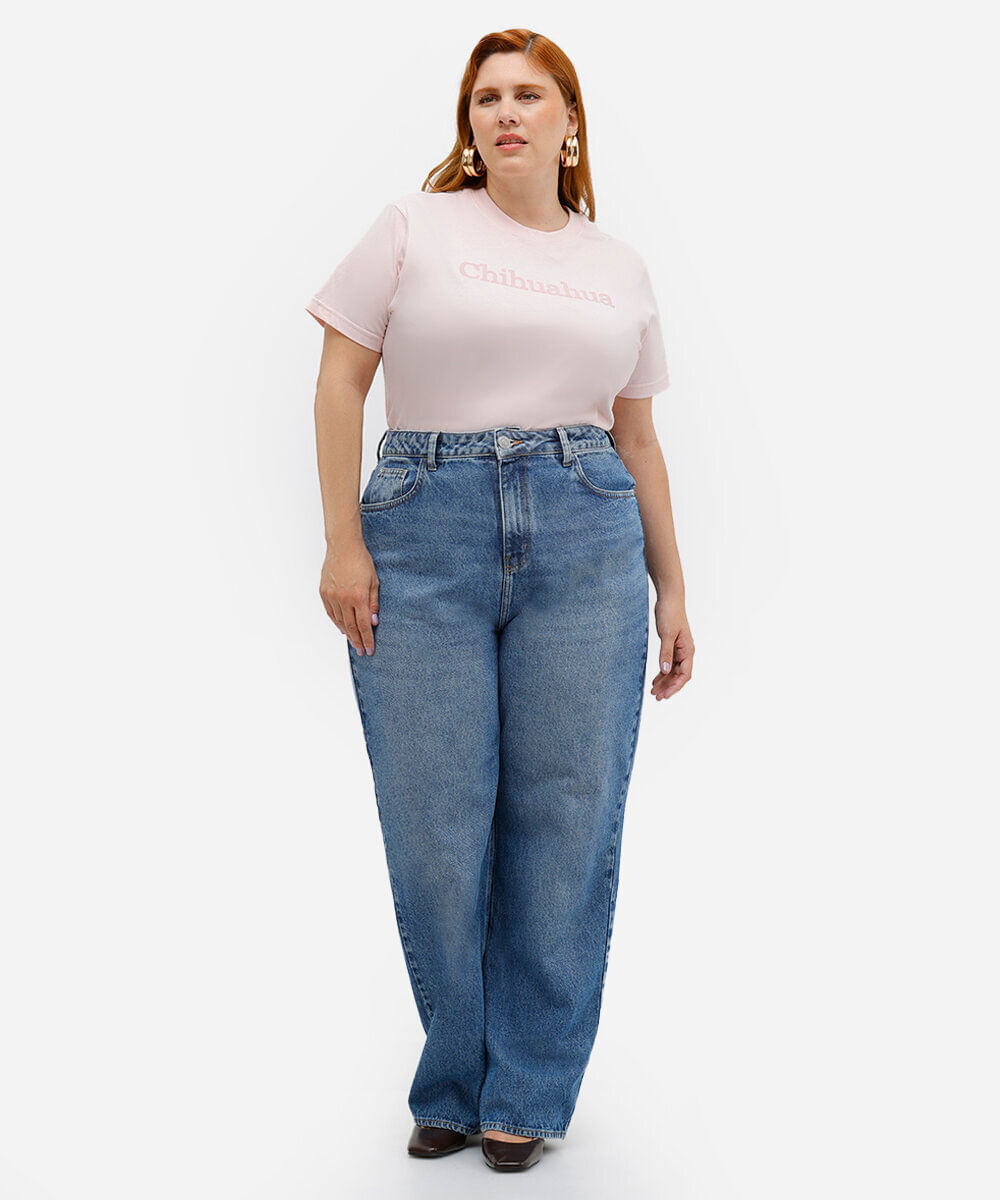 camiseta feminina de algodão chihuahua mindset plus size rosa
