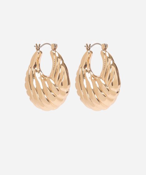 brinco argola torcida texturizada dourado