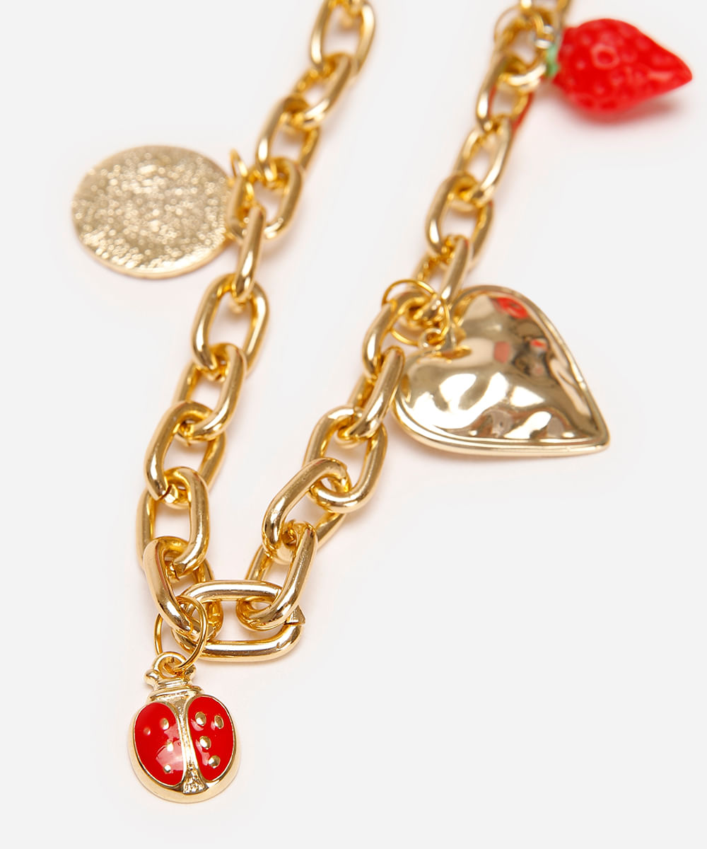 chaveiro bag charm mix de pingentes dourado