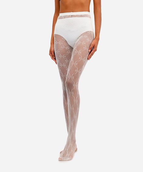 meia calça feminina arrastão laços off white