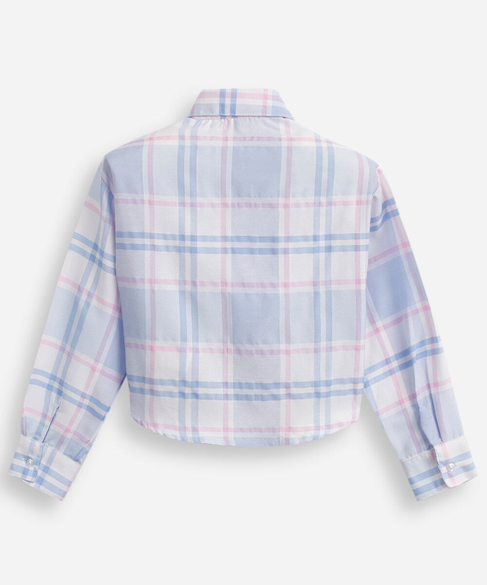 camisa infantil manga longa com amarração xadrez colorida