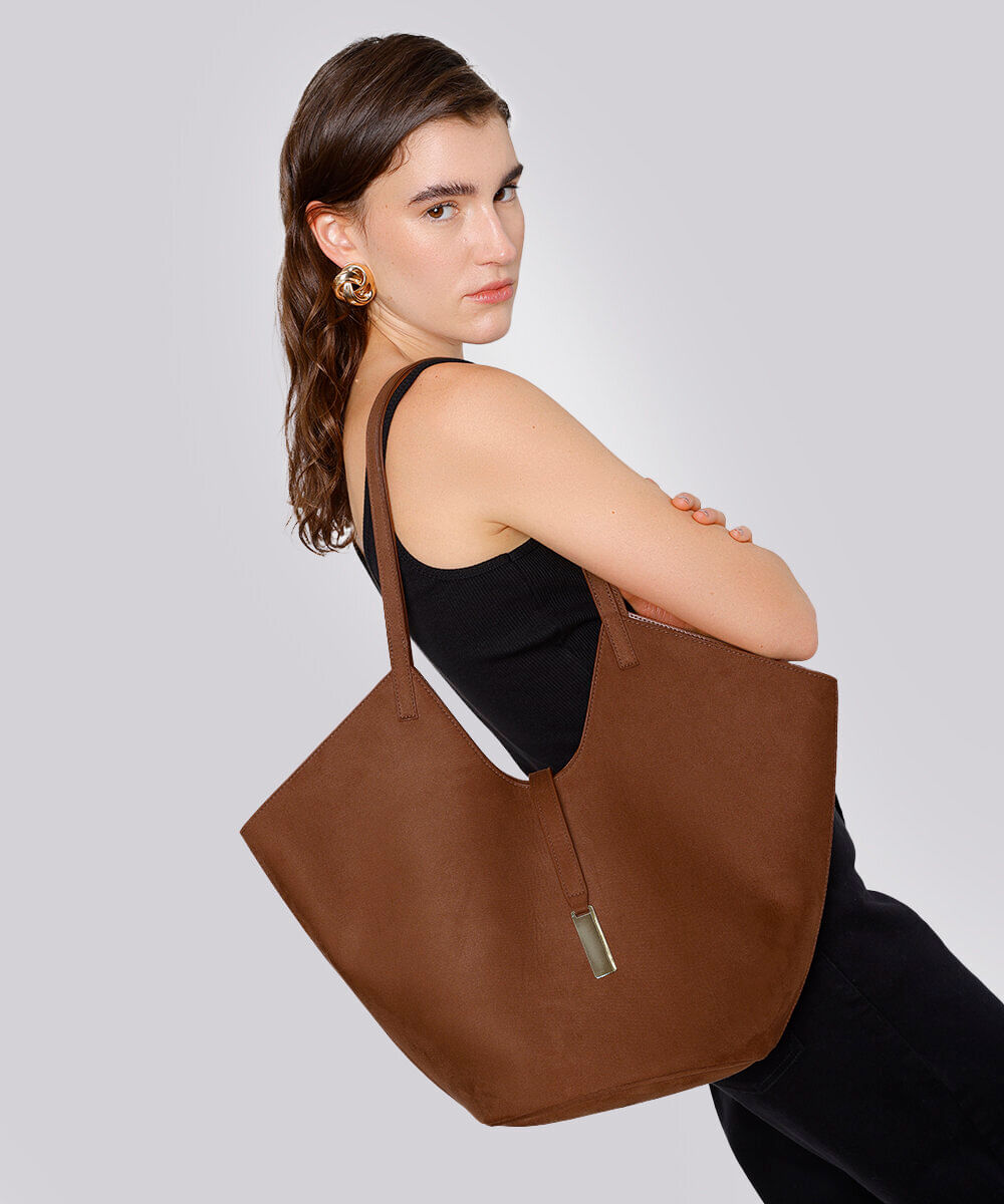 bolsa shopper de suede mindset marrom