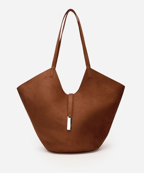 bolsa shopper de suede mindset marrom