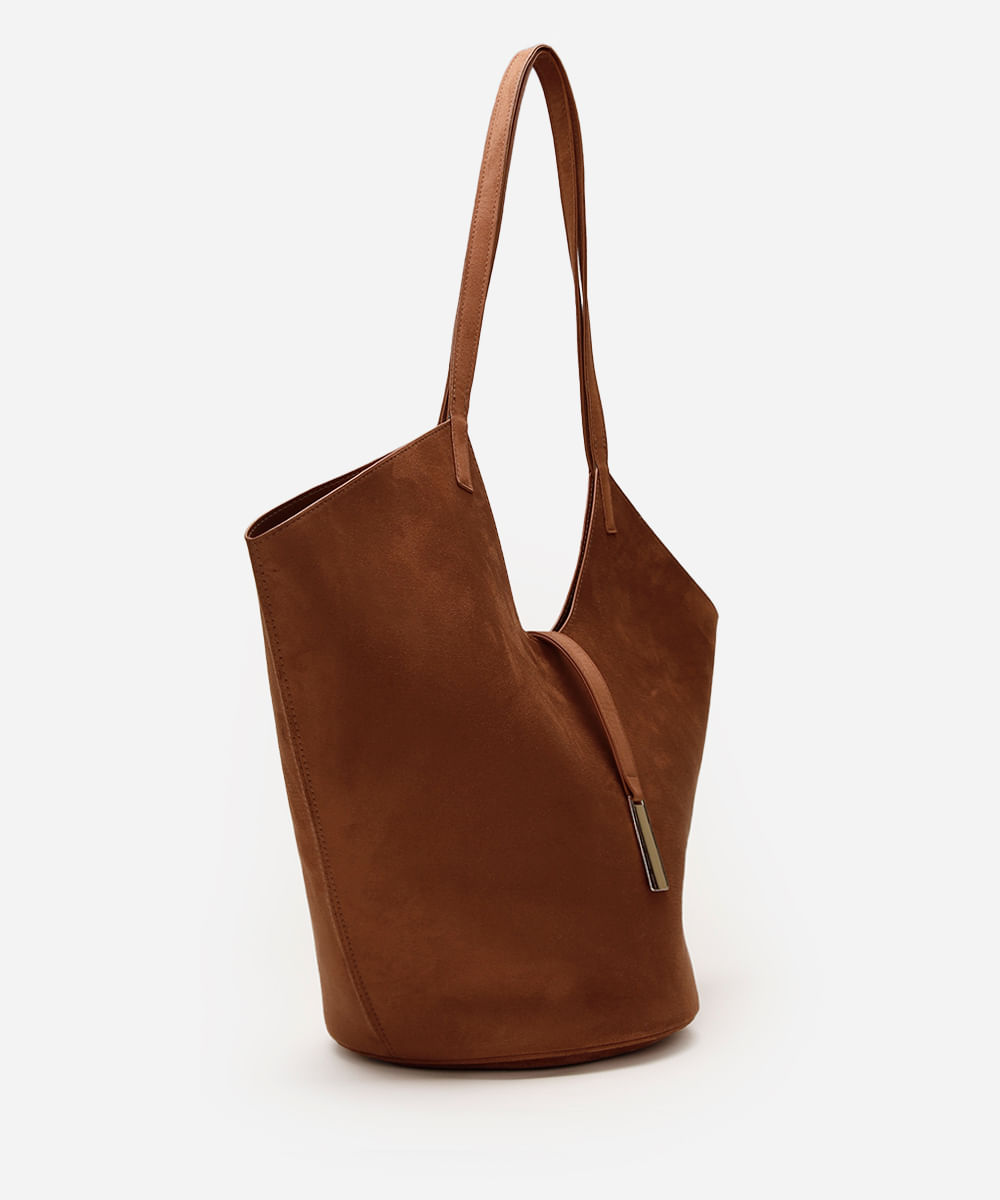 bolsa shopper de suede mindset marrom