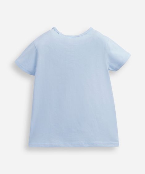 camiseta de algodão infantil manga curta cerejinha azul