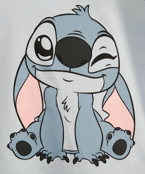 blusa infantil de algodão stitch com glitter azul