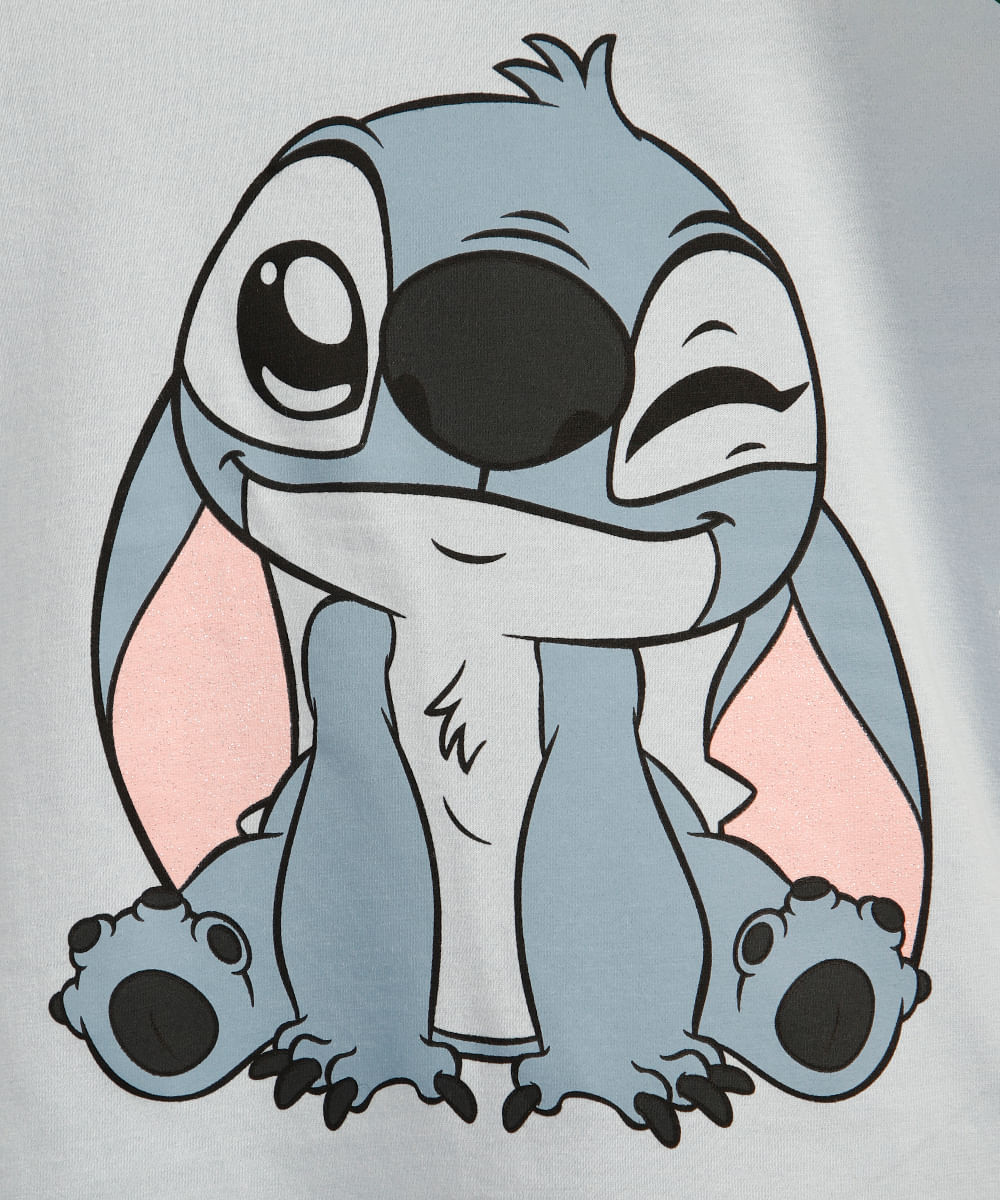 blusa infantil de algodão stitch com glitter azul