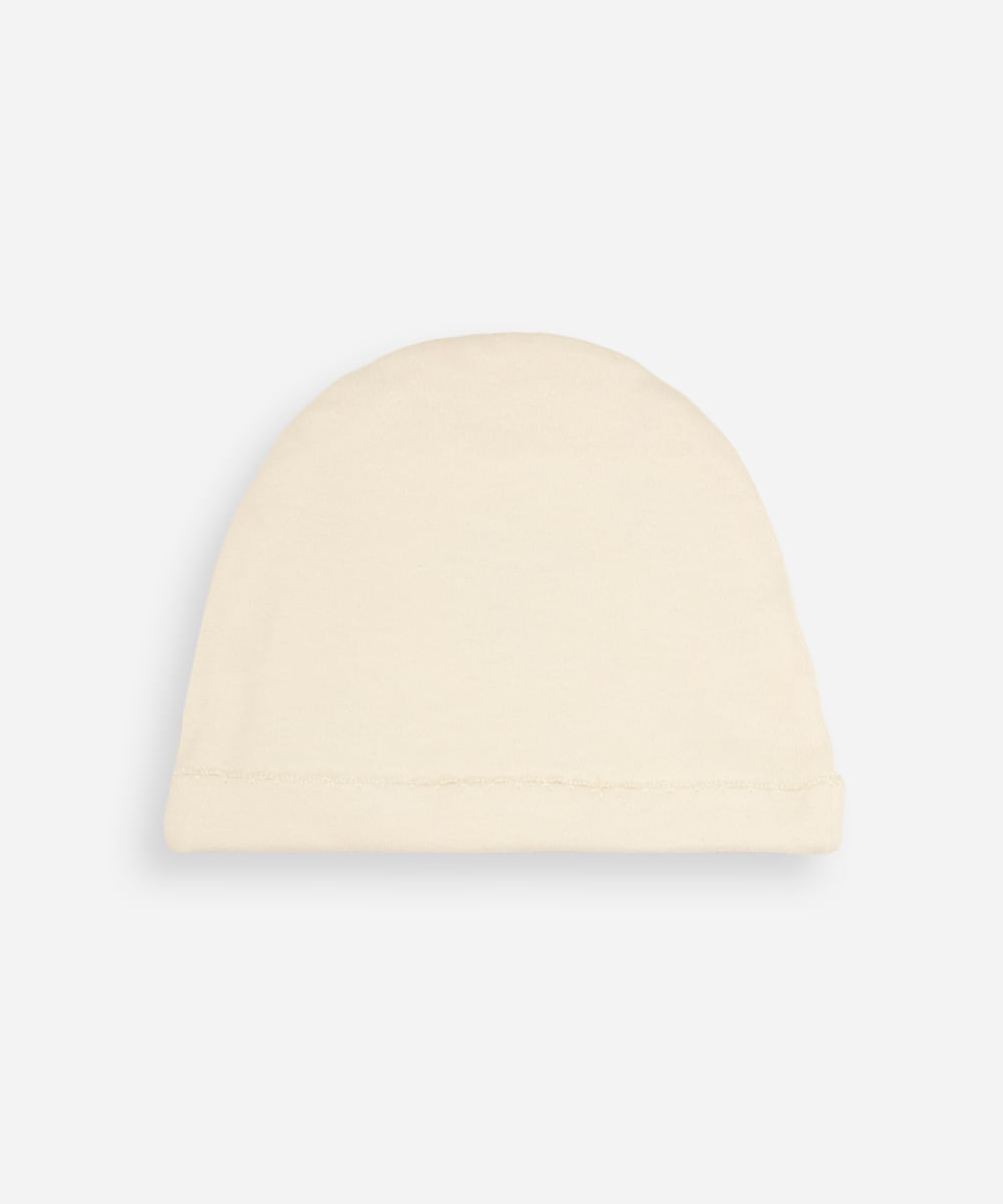 kit bebê touca e luva urso off white