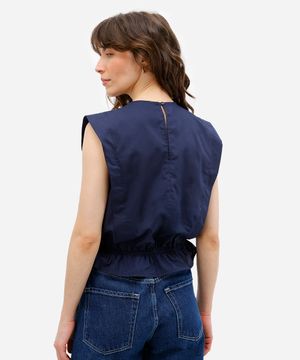 blusa feminina franzida azul