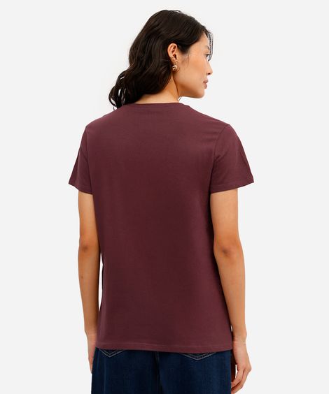 camiseta de algodão urso respira manga curta  azul claro - vinho