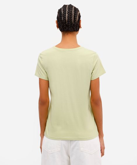 camiseta feminina de algodão floral verde